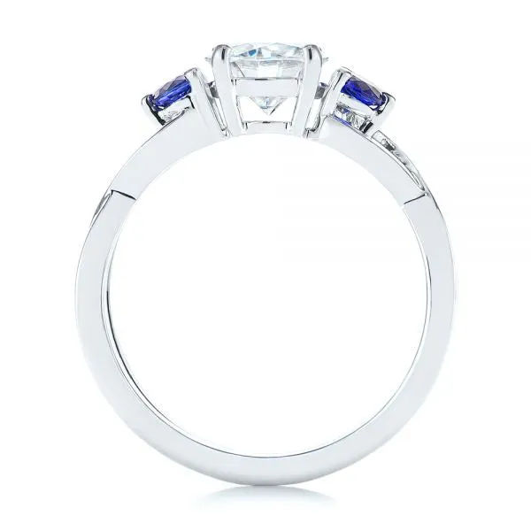 Three Stone Blue Sapphire Engagement Ring [Setting Only] - EC057