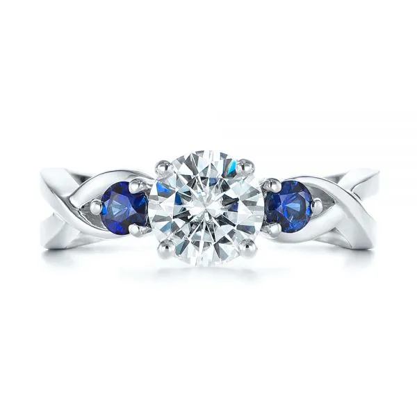 Three Stone Blue Sapphire Engagement Ring [Setting Only] - EC057