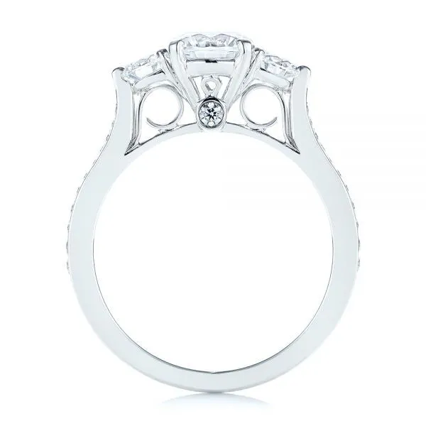 Three Stone Filigree Peekaboo Diamond Side Stone Engagement Ring [Setting Only] - EC054