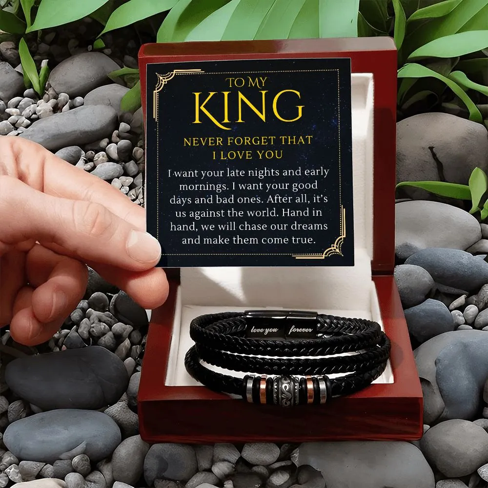 To My King, We Will Chase Our Dreams, To Him From Her I Love You Men's Bracelet