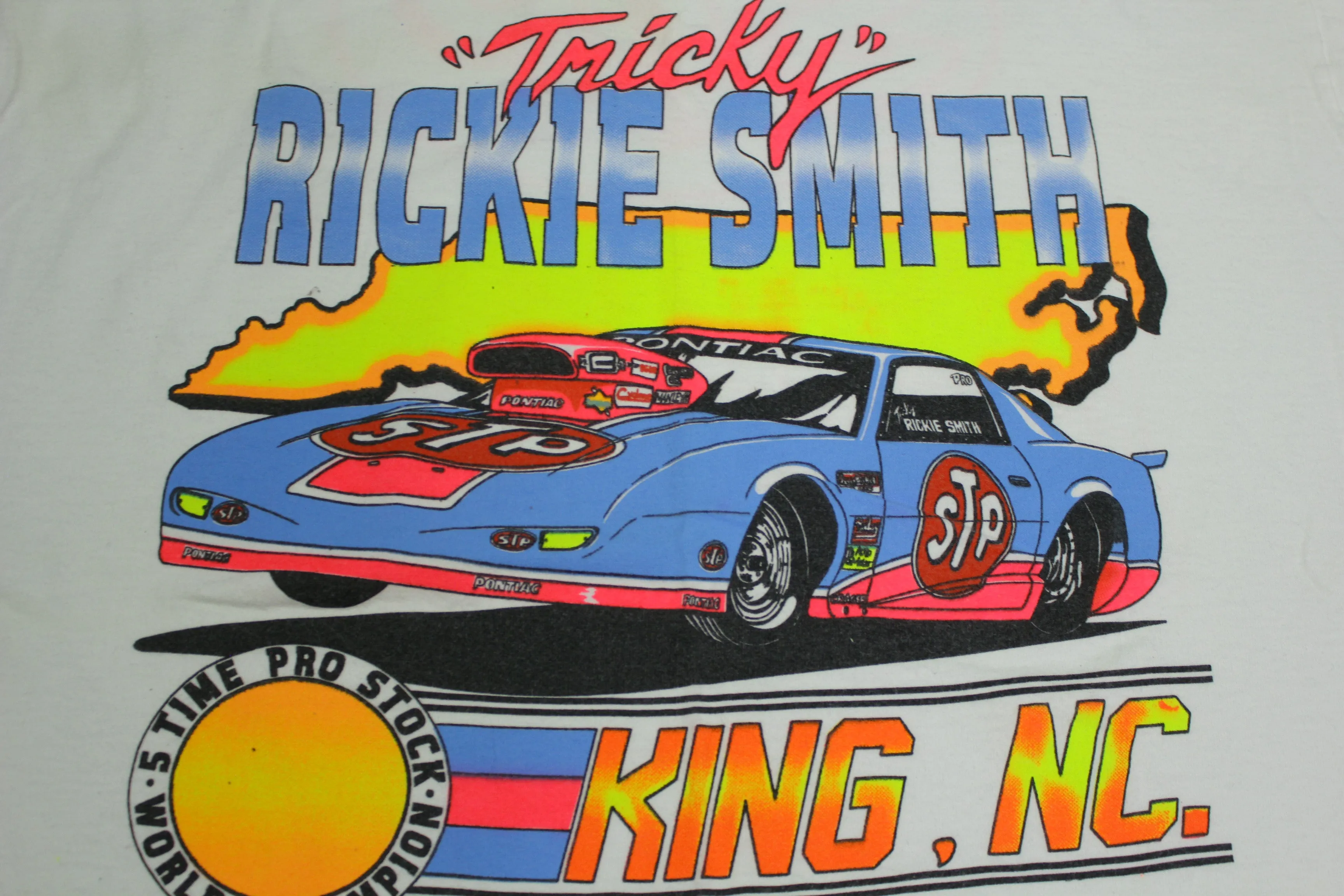 Tricky Rickie Smith STP 5 Time Pro Stock Champion King NC Vintage 90s Racing T-Shirt