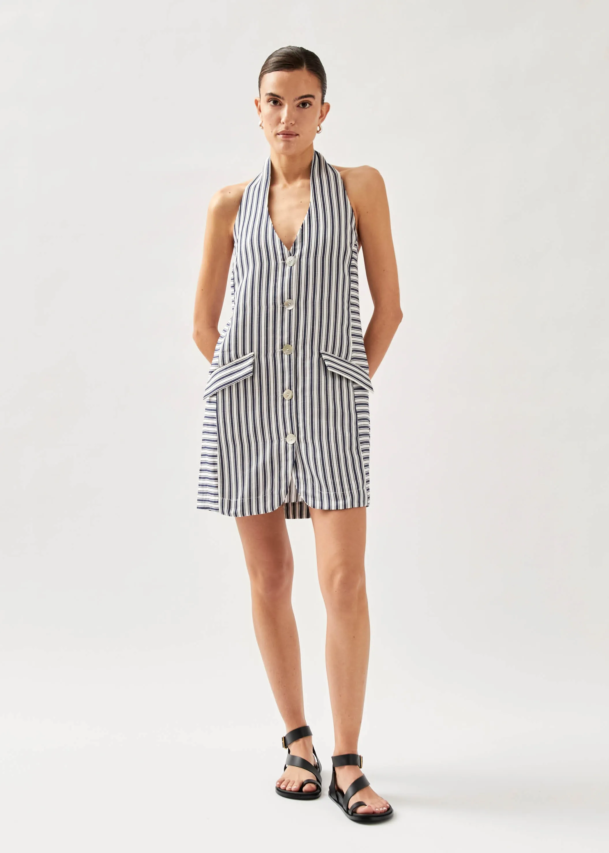 Tulipe Stripes Blue And White Dress