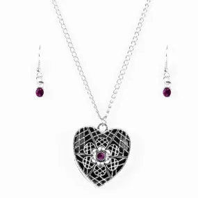 Under LOCKET and Key Purple Gem Necklace