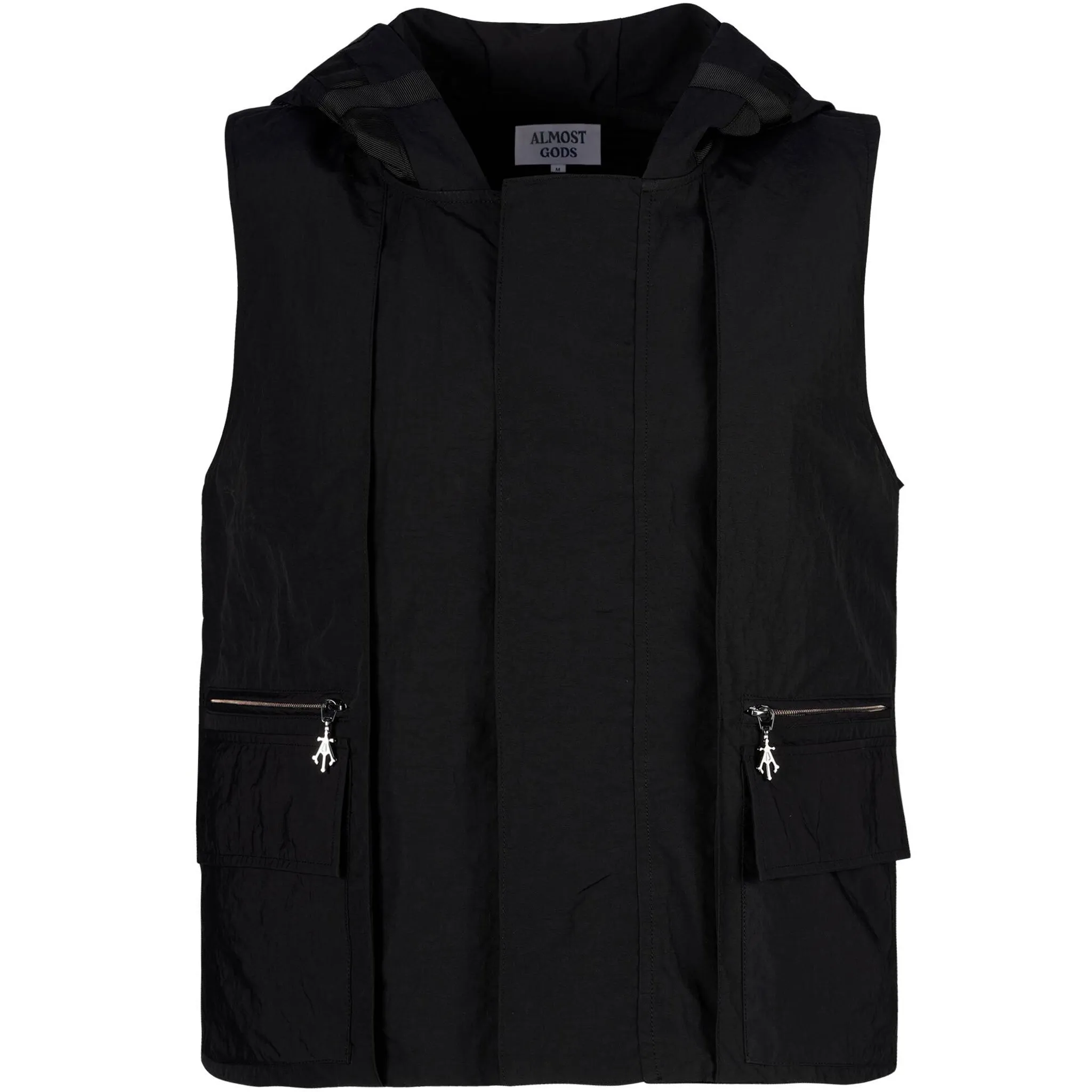 UTILITY VEST WITH HOOD (BLACK)