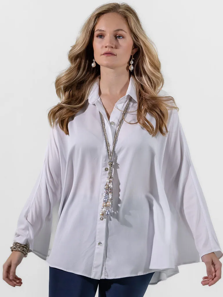 Vicky White Cape Blouse