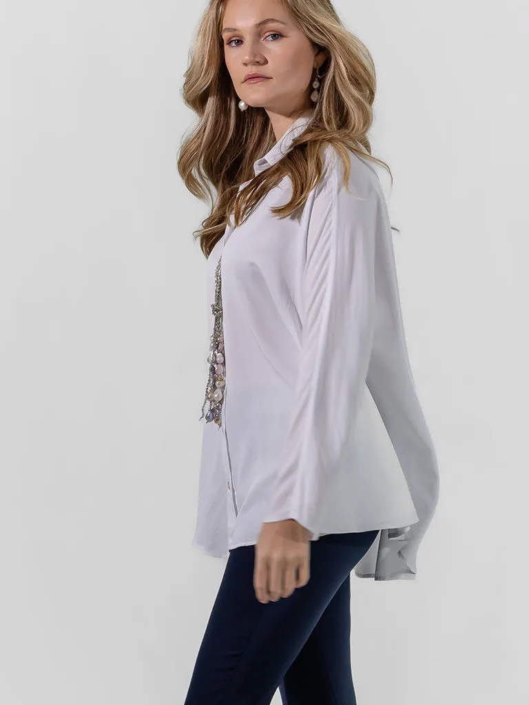 Vicky White Cape Blouse