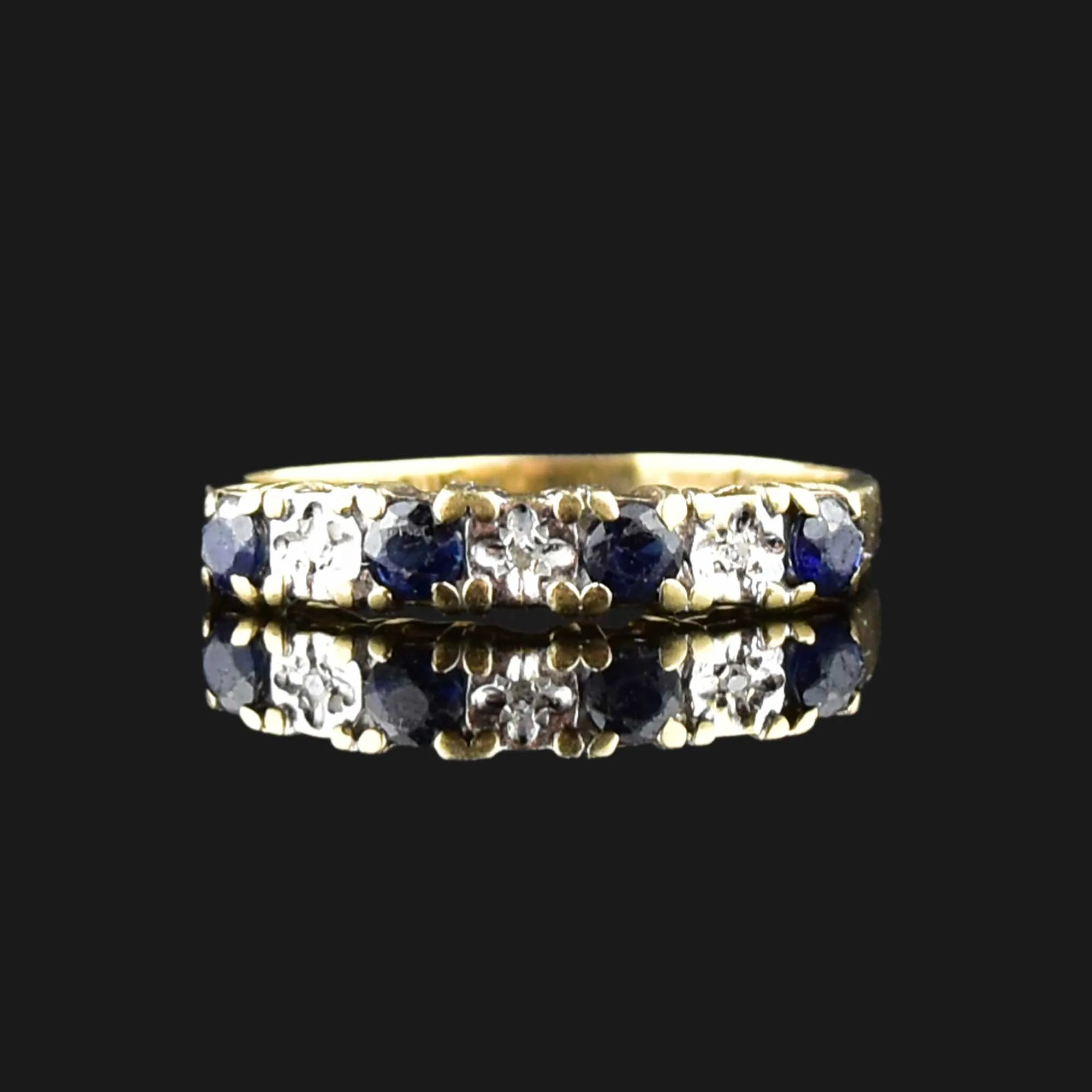 Vintage 10K Gold Diamond Sapphire Ring