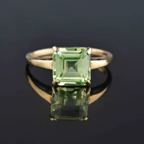 Vintage Art Deco Green Spinel Ring in Gold, Sz 7.25