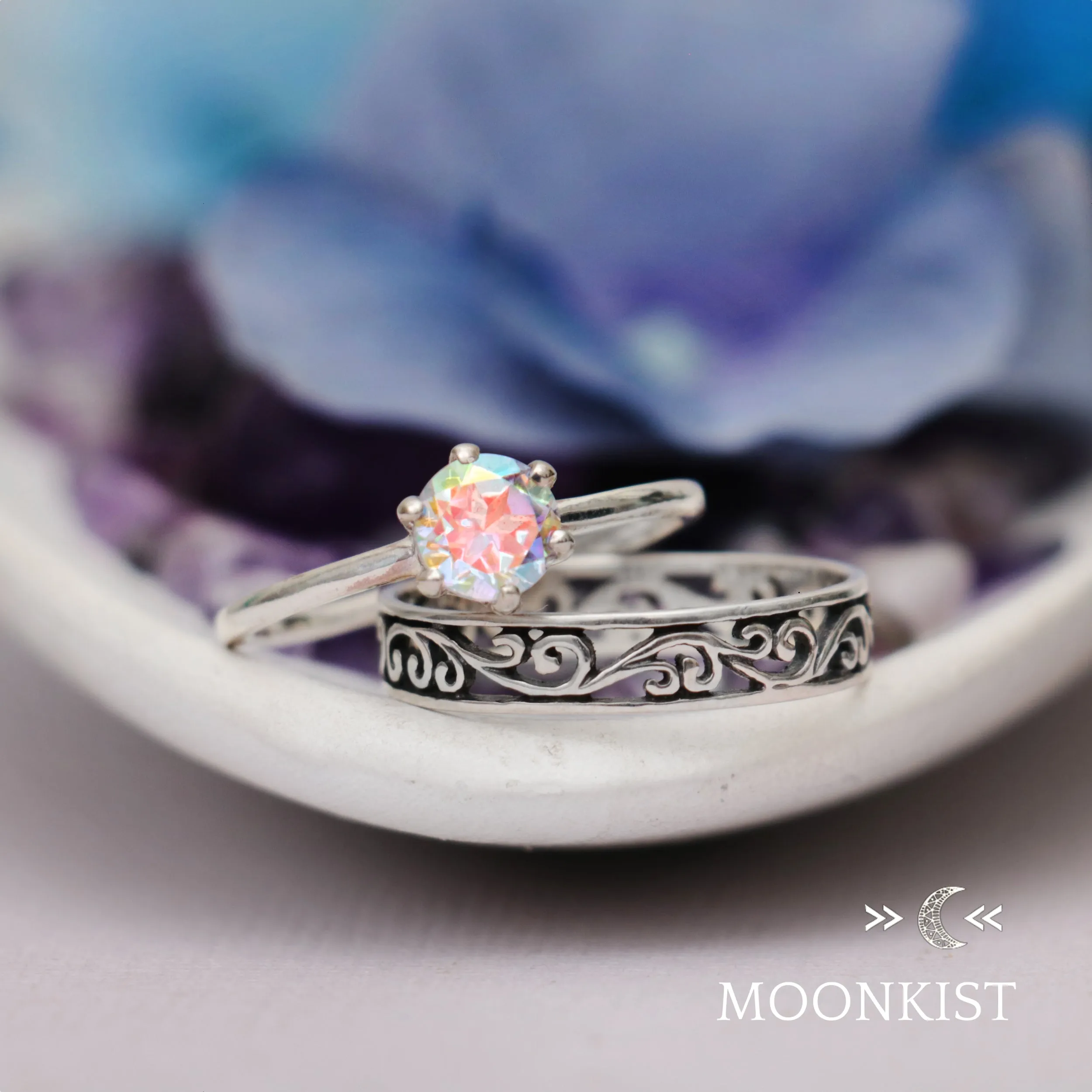 Vintage Vine Engagement Ring Set | Moonkist Designs