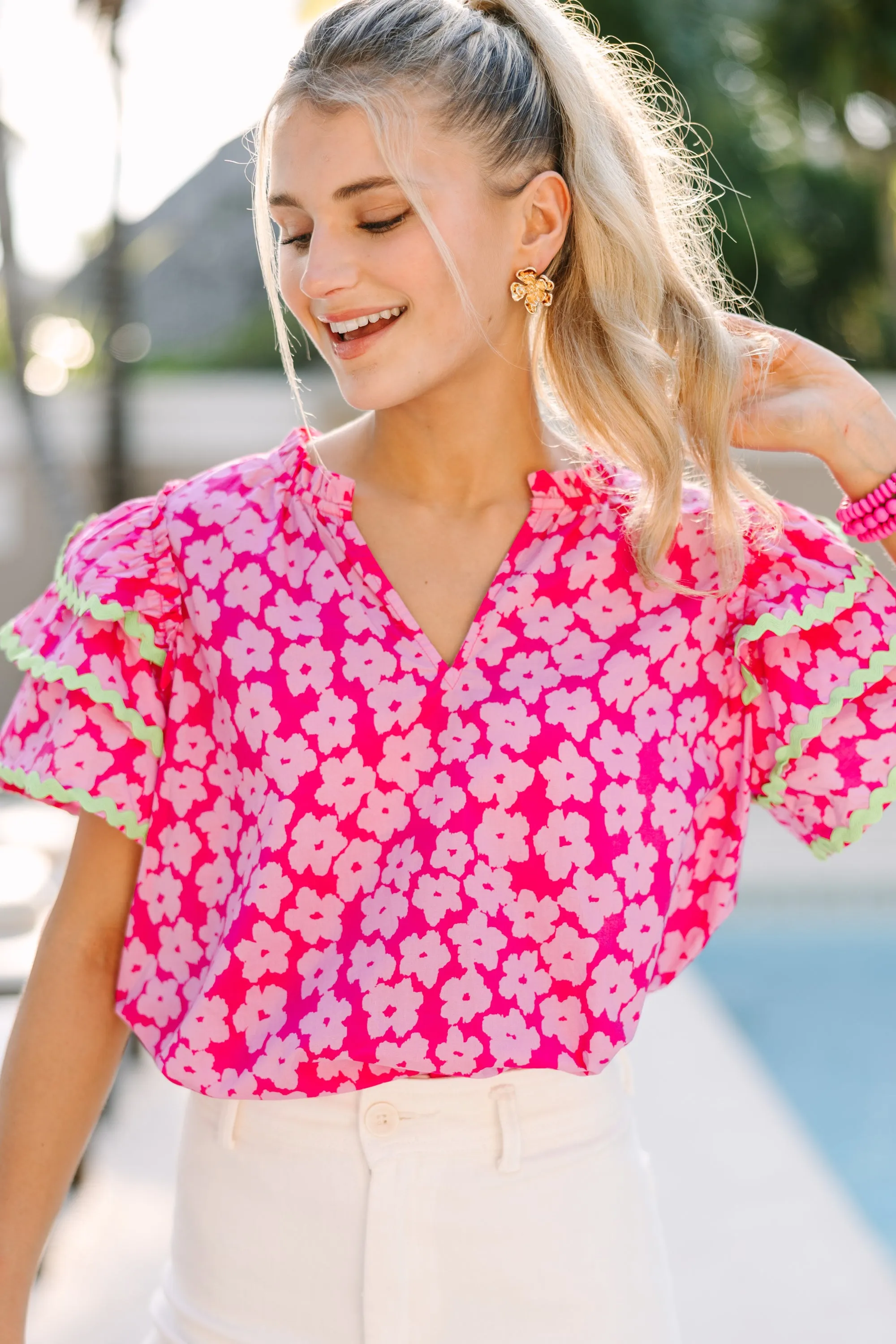 Waiting For You Pink Floral Blouse