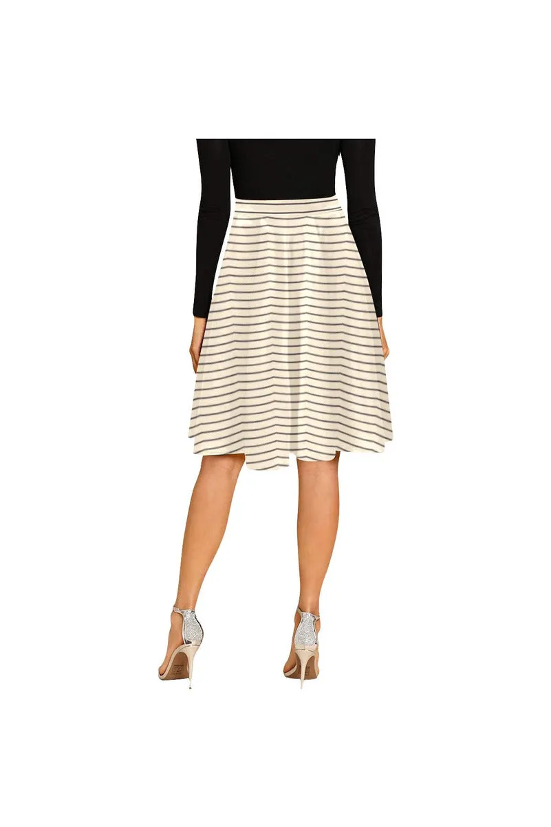 Wheat Striped Melete Pleated Midi Skirt