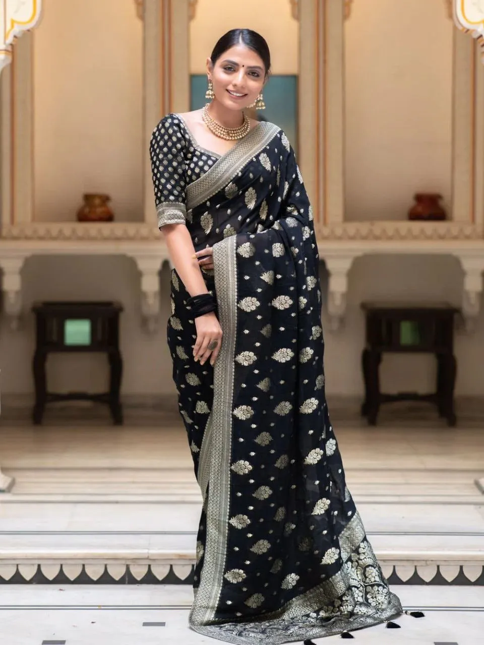 Women's Black Designer Saree