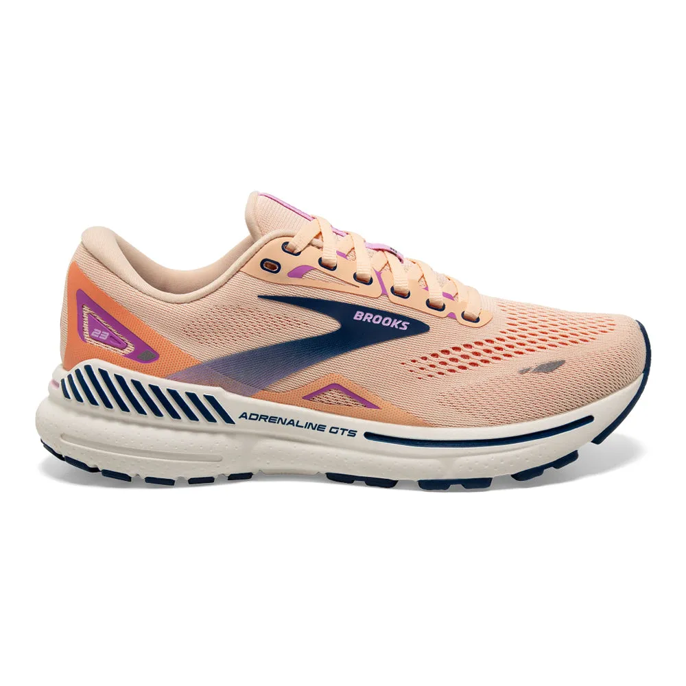 Women's Brooks Adrenaline GTS 23, Apricot/Estate Blue/Orchid, 5.5 B Medium