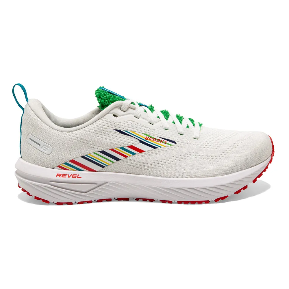 Women's Brooks Revel 6, White/Green/Red, 9.5 B Medium