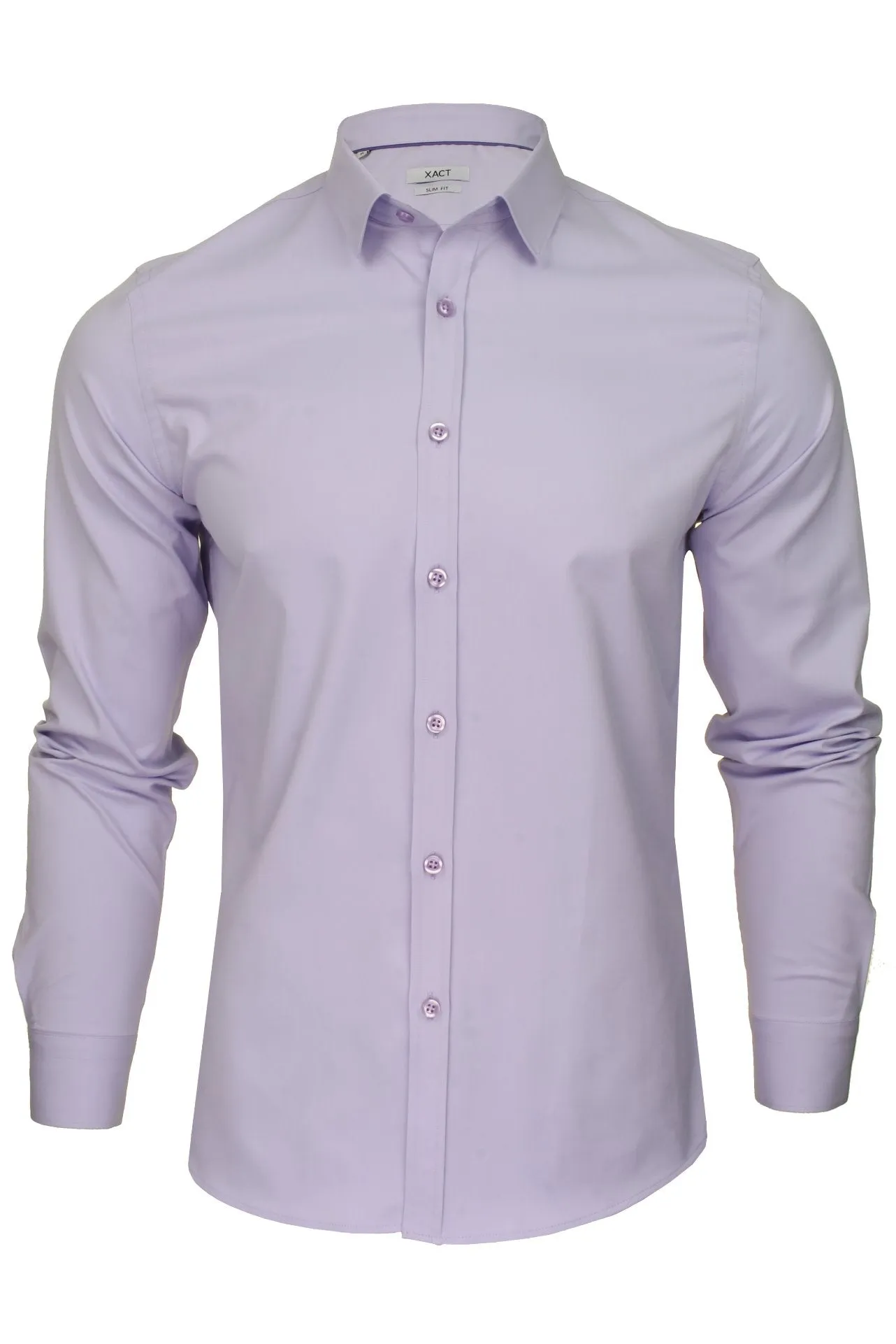 Xact Mens Long Sleeved Poplin Stretch Shirt - Slim Fit